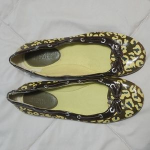 Sperry Topsiders 10M Leather Animal Print Flats